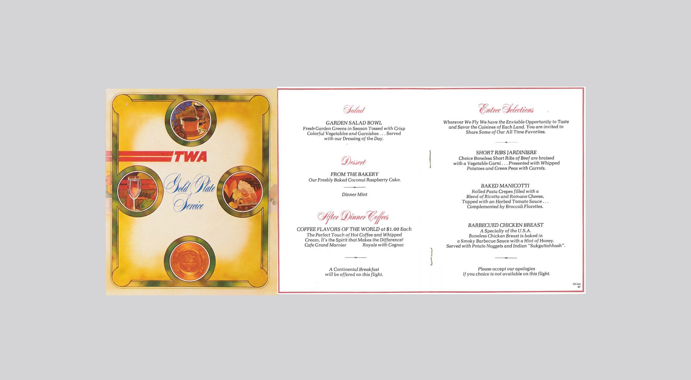 TWA Dining Menus