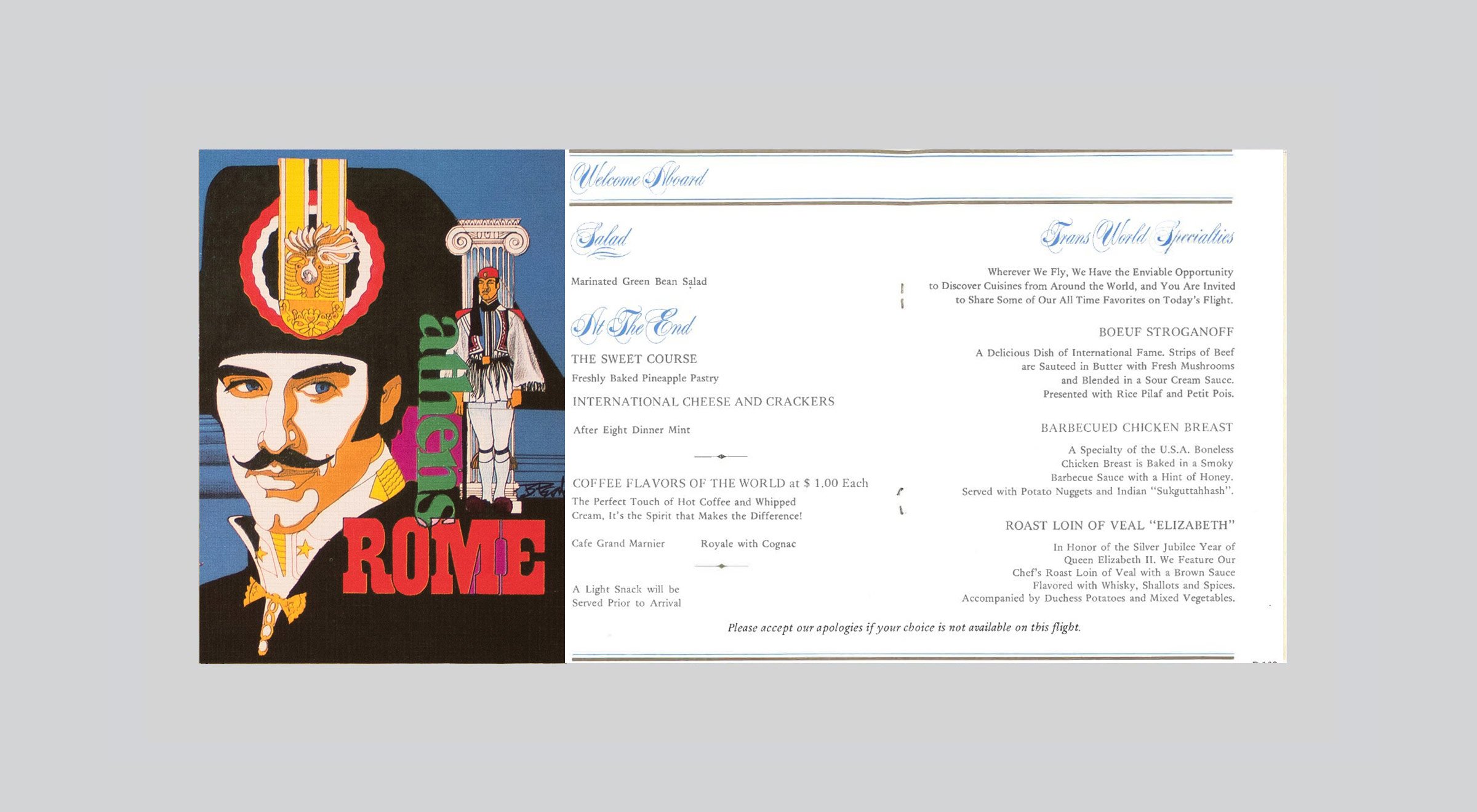 TWA Dining Menus