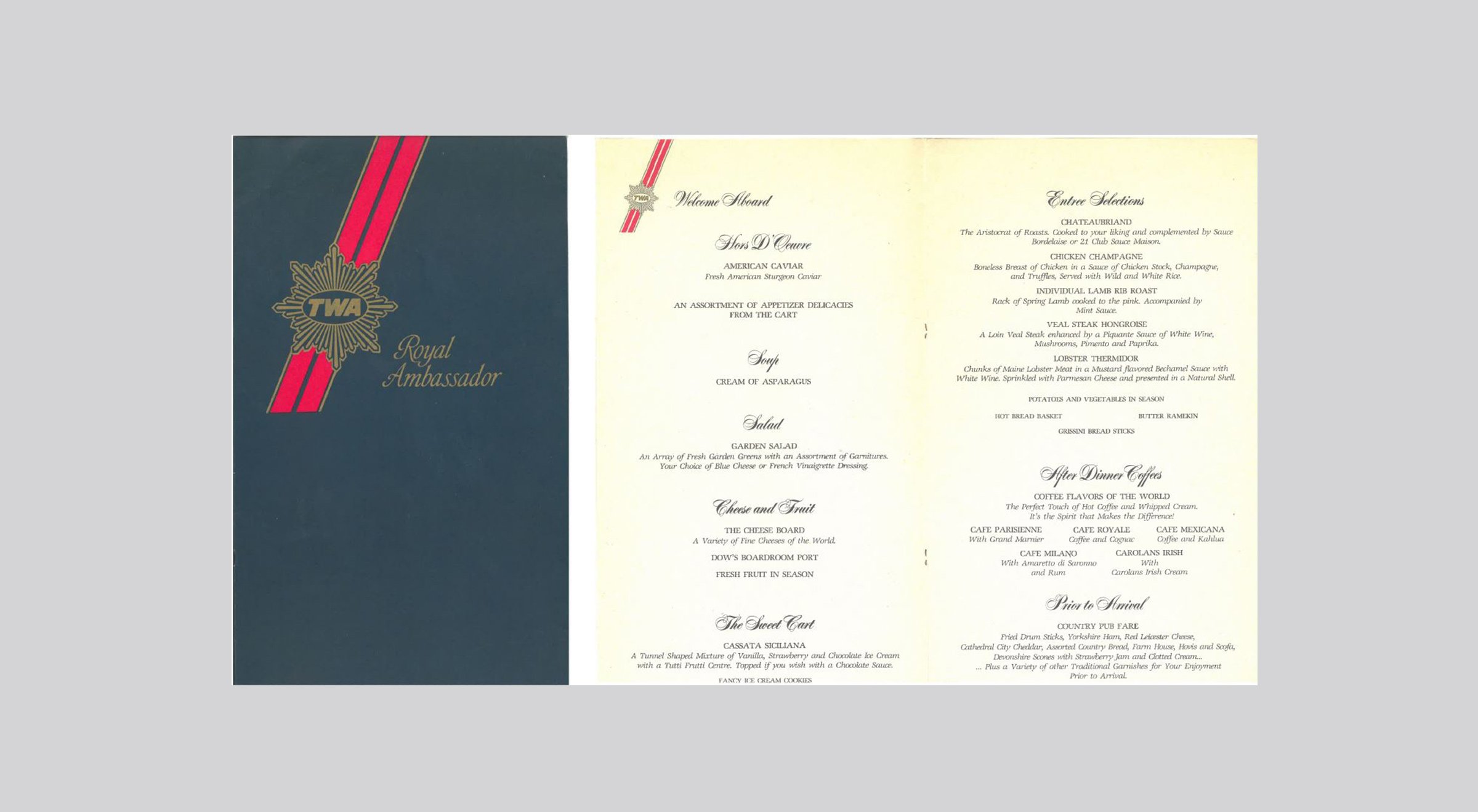 TWA Dining Menus