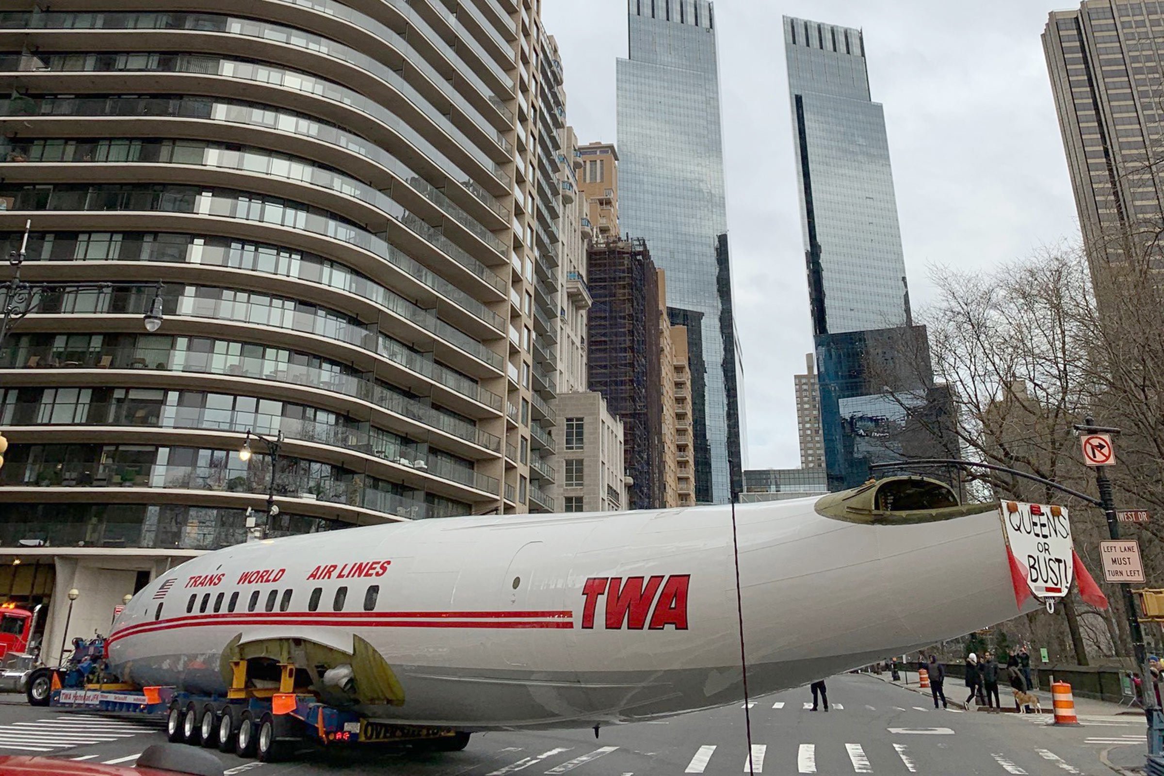 Connie cruises by Columbus Circle on her way to Times Square on March 23, 2019.