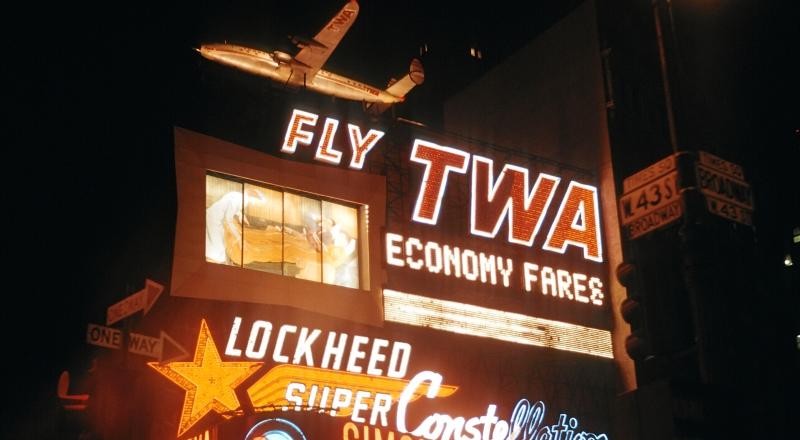  The Connie billboard lit up Times Square at Broadway and West 43rd Street in 1959; photo by Ken Peacock.