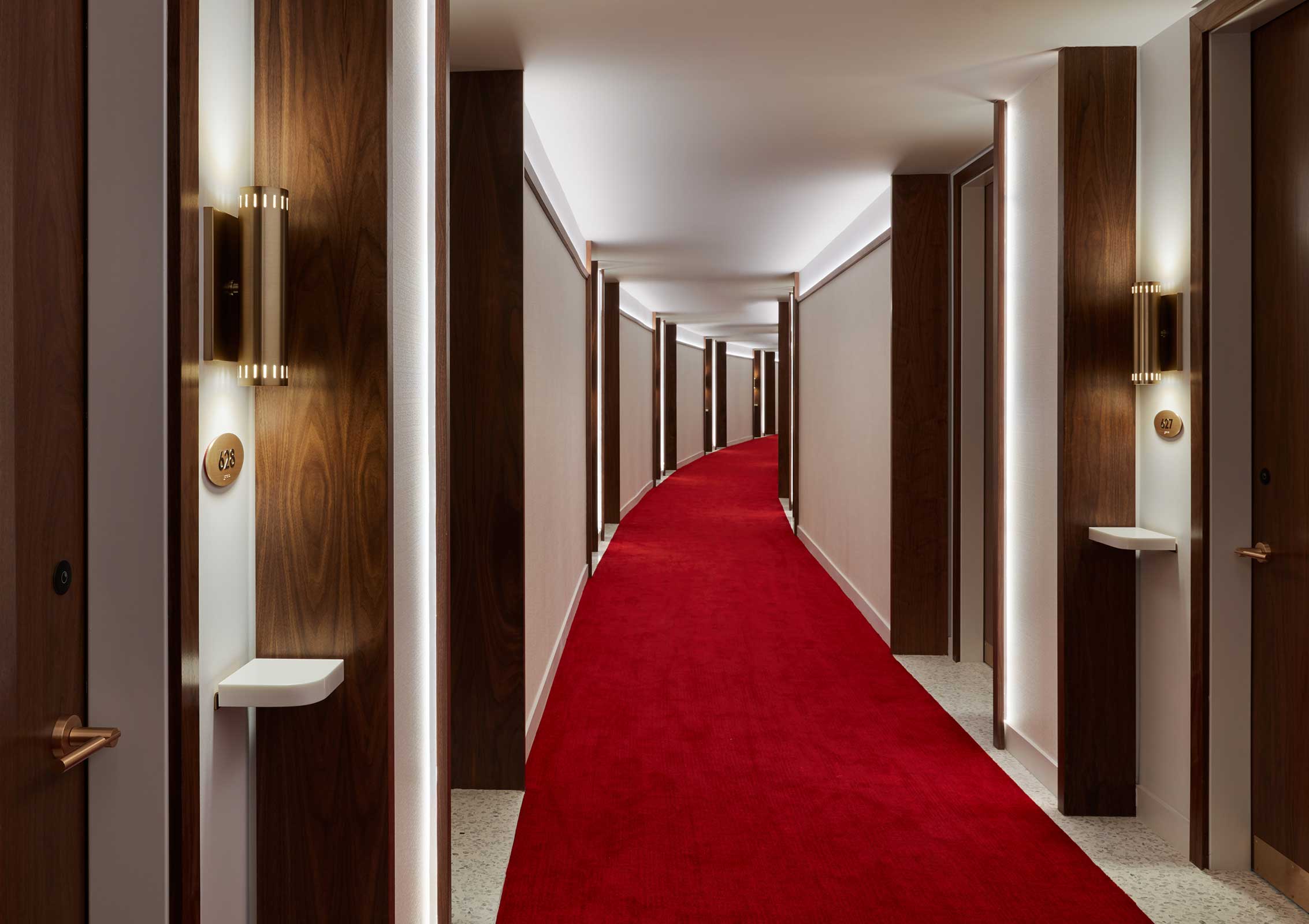 A guestroom hallway