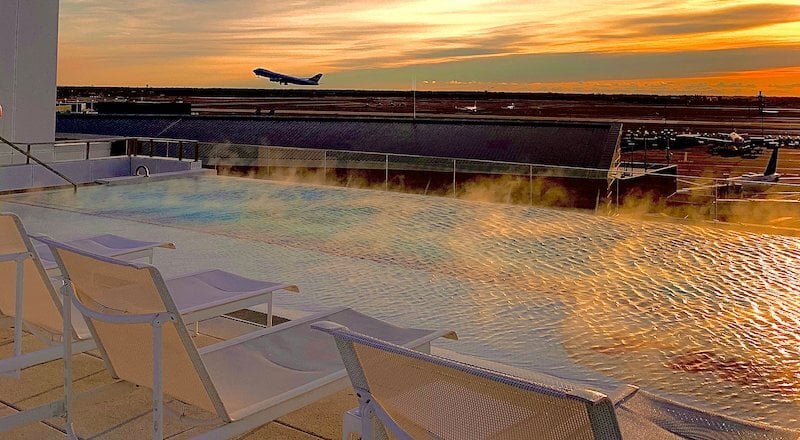  The rooftop pool at sunset